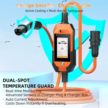 feyree 4.3Inch Touch Screen EV Charger 7kW 32A 1Phase TS-NACS Socket Smart WIFI APP Control EVSE Portable Box for Tesla EV Cars