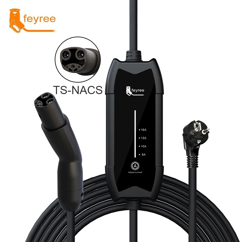 feyree Portable EV Charger 3.5KW Charging Station 16A Adjustable Current Fast Charging with NACS Plug Compatible for Tesla Cars-feyree