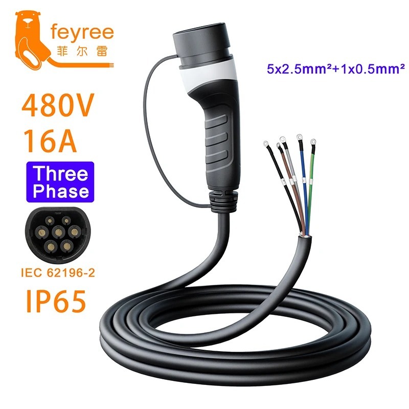 feyree EV Charger Type2 Car side 5m Cable 32A 3.5KW 8KW 11KW22KW Cable-feyree