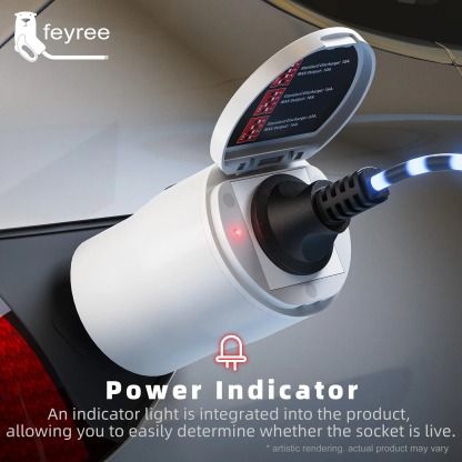feyree GB/T EV Discharge Adapter with Temp Protection & Power Light - Adjustable Switch for Chinese EV Cars V2L for Camping Use