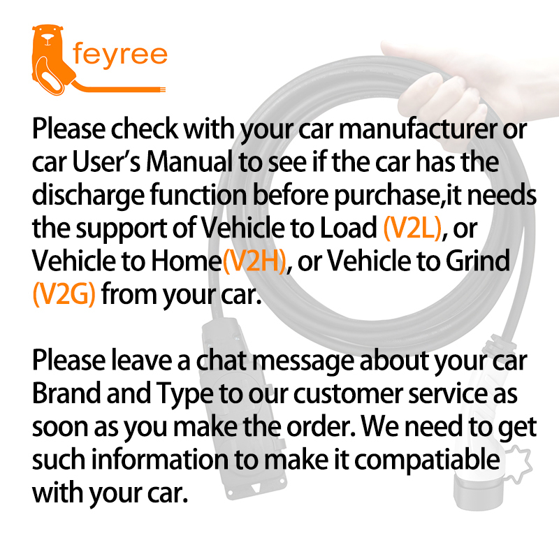 V2L, V2H, V2G bi-directional EV charger compatibility check, ensuring safe Vehicle-to-Load functionality for your car.