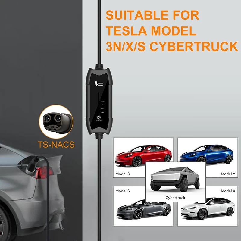 feyree Portable EV Charger 3.5KW Charging Station 16A Adjustable Current Fast Charging with NACS Plug Compatible for Tesla Cars-feyree