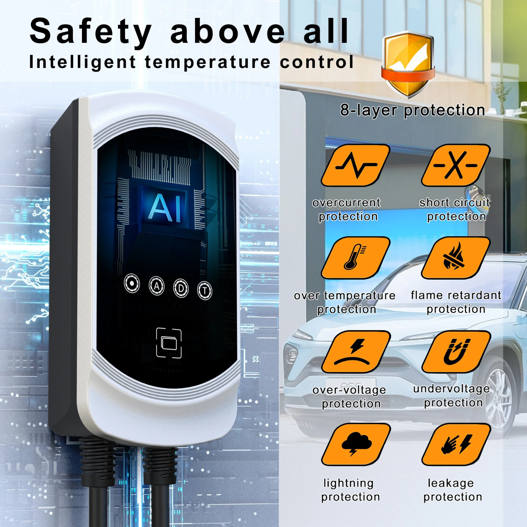 feyree EV Charger 7.6KW 11KW 22KW EV Wallbox Type 2 EV Charging Station EVSE Wallbox