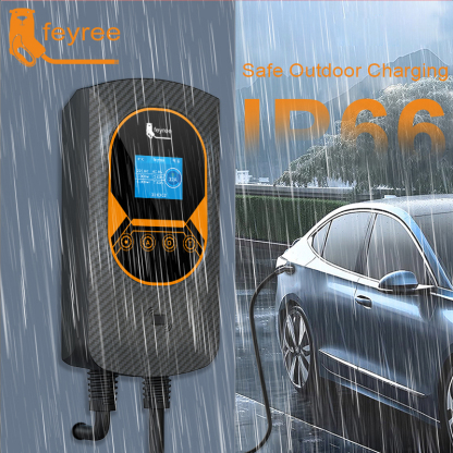 feyree EV Charger Type2 32A EVSE Wallbox with IEC62196-2 Adapter 7.6KW Wallmount Charging Station 5m Cable for Electric Vehicle