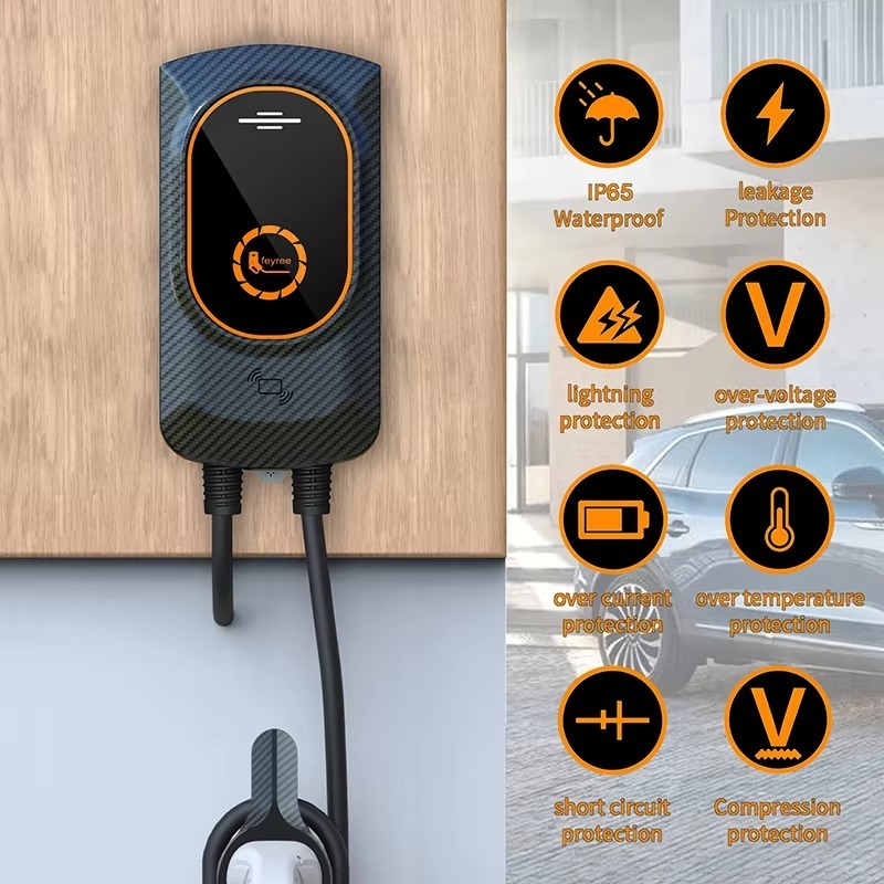 feyree EV Charger Type2 Cable 32A 7KW EVSE Wallbox Plug in and Charge