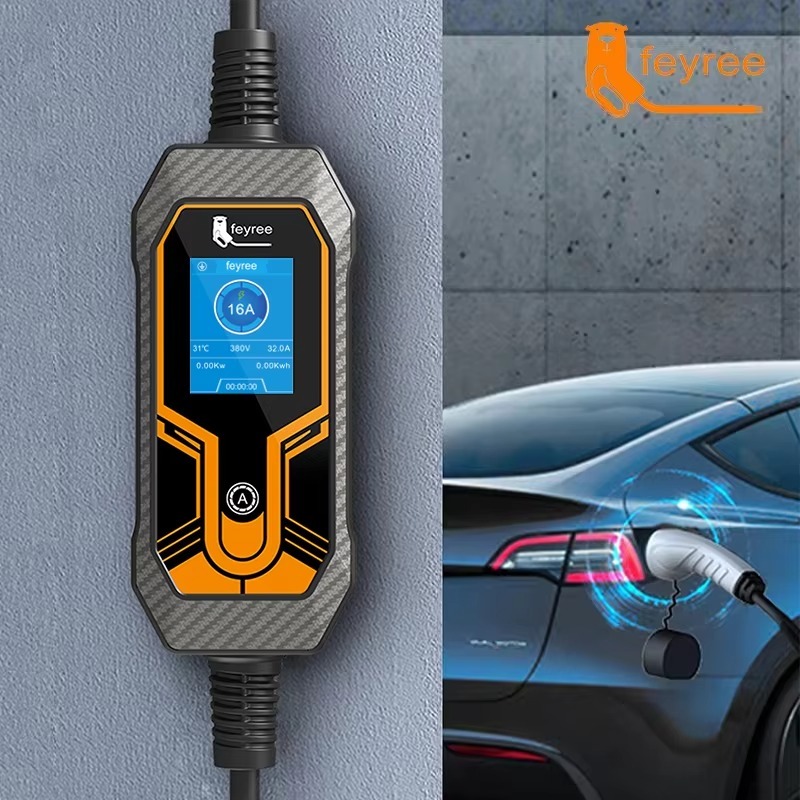 
16A portable EV charger control box with clear 380V display, ensuring reliable, fast charging for your electric vehicle at home.