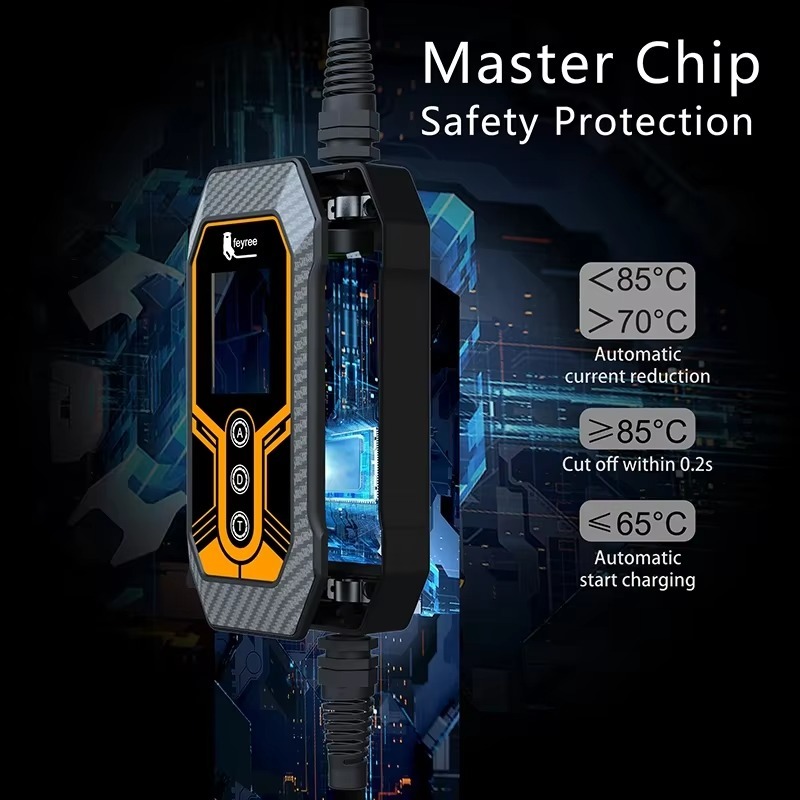 
Durable EV charger with Master Chip protection, ensuring safe, reliable, and automatic temperature control for secure fast charging.