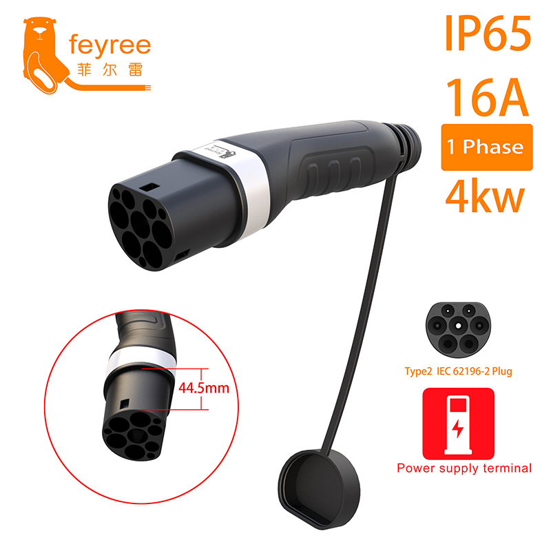 feyree EV Charger Type2 Male Plug for Power Supply Side 16A 32A 1 Phase IEC62196-2 Adapter 11KW 22KW Three Phase Electric Car-feyree