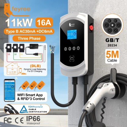 Feyree EV Charger GB/T Socket 32A 3Phase 22kW Fast Charging EVSE Wallbox Load Balance Function AC Home Charging for Electric Car