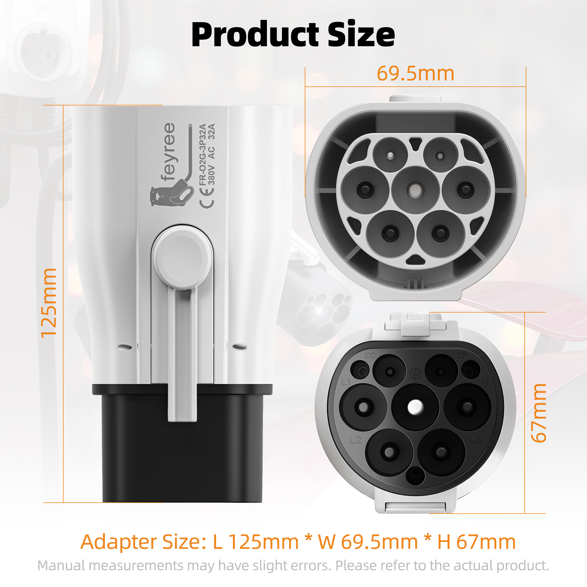 Feyree Type2 to GB/T Adapter 7KW 22KW Type 2 IEC 62196-2 to GB/T Converter for China Standard Electric Vehicle Charging EV Connector 16A 32A