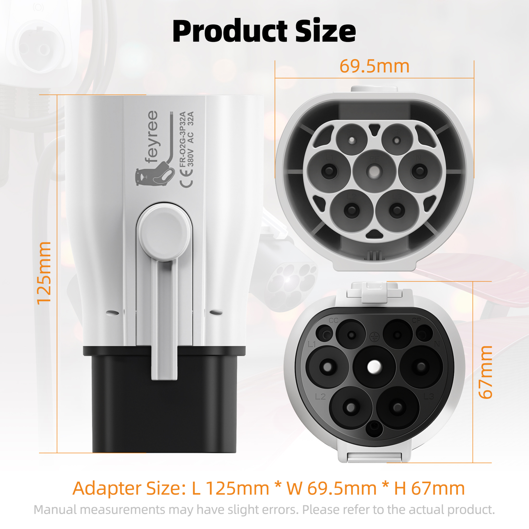 Feyree Type2 to GB/T Adapter 7KW 22KW Type 2 IEC 62196-2 to GB/T Converter for China Standard Electric Vehicle Charging EV Connector 16A 32A