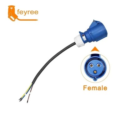 Feyree EV Charger CEE Female Plug Adapter Waterproof Connection WallMount Socket 16A/32A 1/3Phase 7kW 11kW 22kW Portable Charger