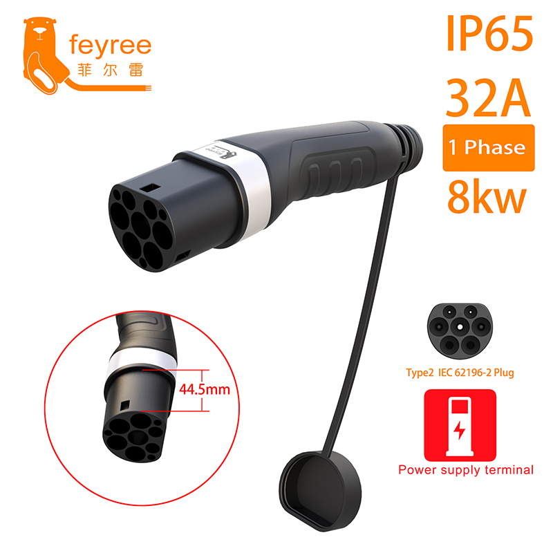 feyree EV Charger Type2 Male Plug for Power Supply Side 16A 32A 1 Phase IEC62196-2 Adapter 11KW 22KW Three Phase Electric Car-feyree