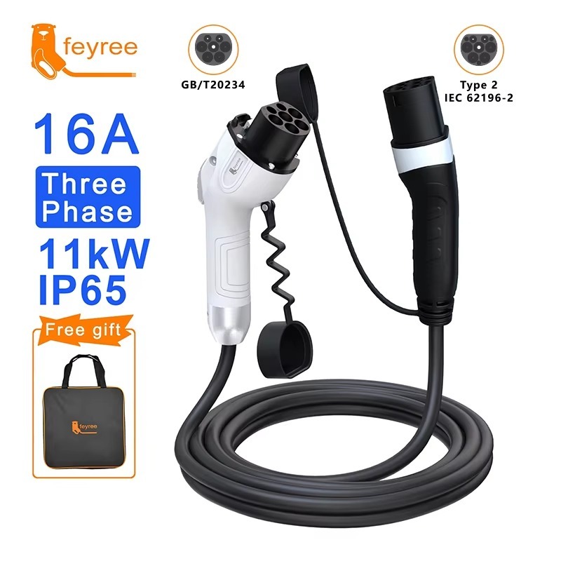  11kW Type 2 to GB/T EV charging cable, 16A, Three Phase, IP65 waterproof for reliable charging on the go.