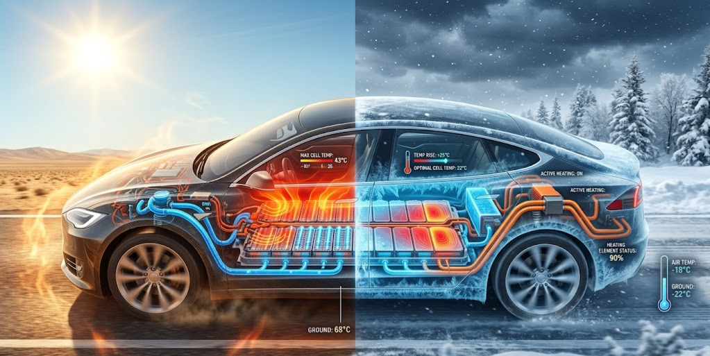 Technical comparison of EV battery cooling: passive air-cooled vs advanced liquid-cooled thermal systems.