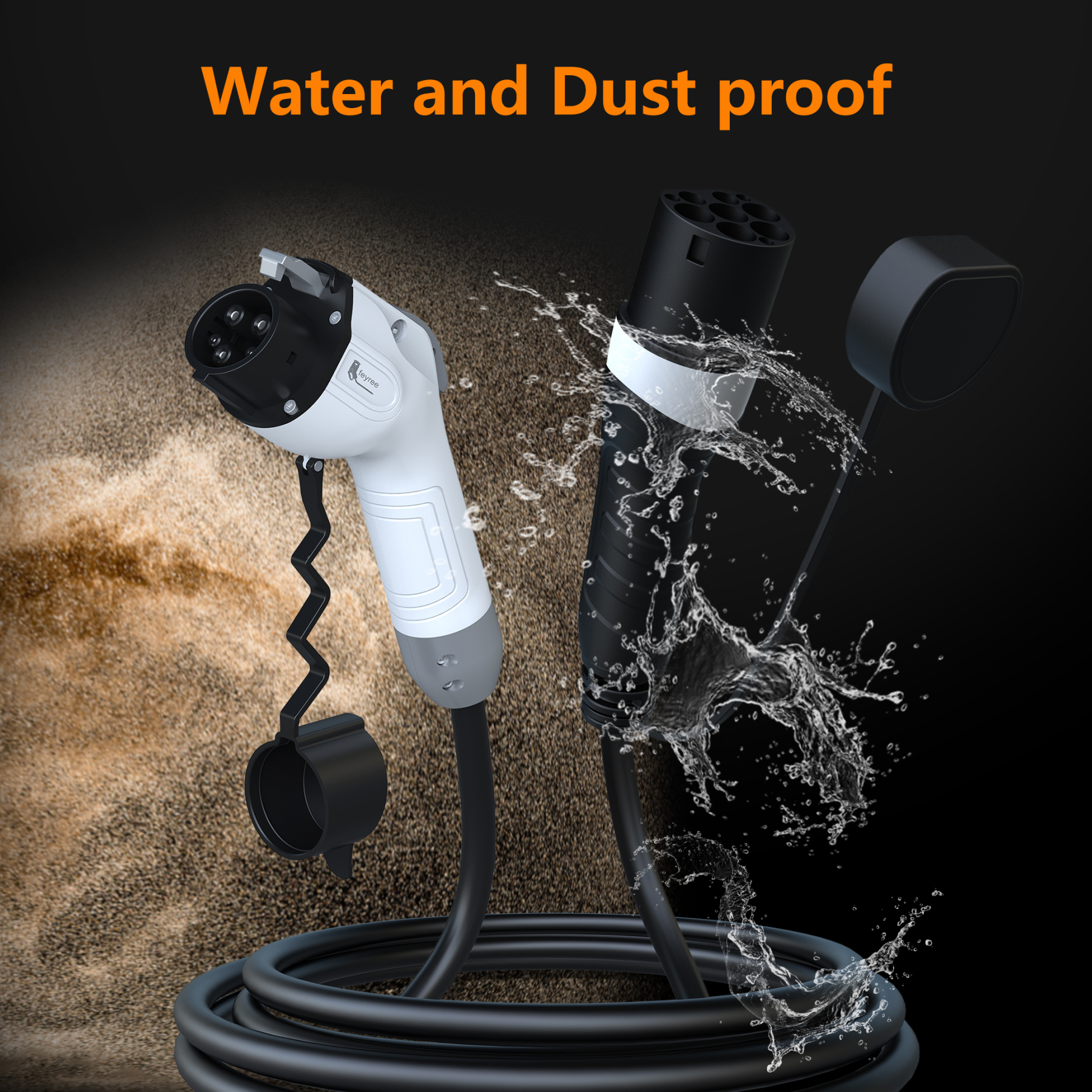 feyree EV Charging Cable J1772 Type1 to Type2 Female to Male Plug 32A 16A 5m Cable Electric Vehicle Cord for Car Charger Station