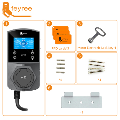 feyree Type2 EV Charger Socket Version 22KW Smart Electric Car Charger for TS-NACS Type1 GB/T Plug EVSE Wallbox WIFI APP Control