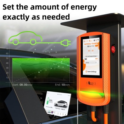 Feyree EV Charger GB/T Socket 7.6kw 32A DLB Wallbox 7inch Touch Screen APP Charge History Record 11kw 22kw 3P Charging Station