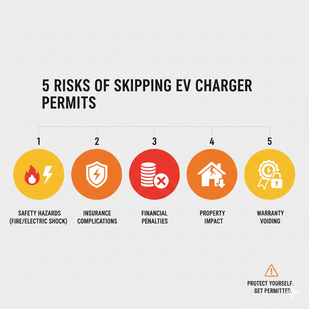 5 crucial risks of skipping EV charger permits&mdash;safety hazards, financial penalties, and warranty voiding.