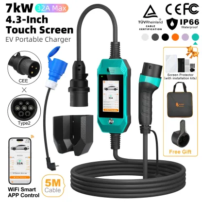 feyree 4.3 Inch 7kW Touch Screen Type2 Portable Charger 
