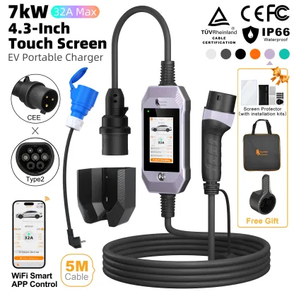 feyree 4.3 Inch 7kW Touch Screen Type2 Portable Charger 