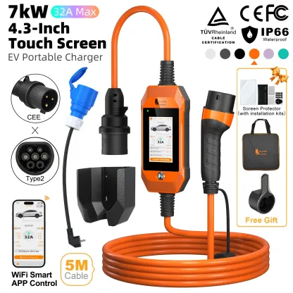 feyree 4.3 Inch 7kW Touch Screen Type2 Portable Charger 