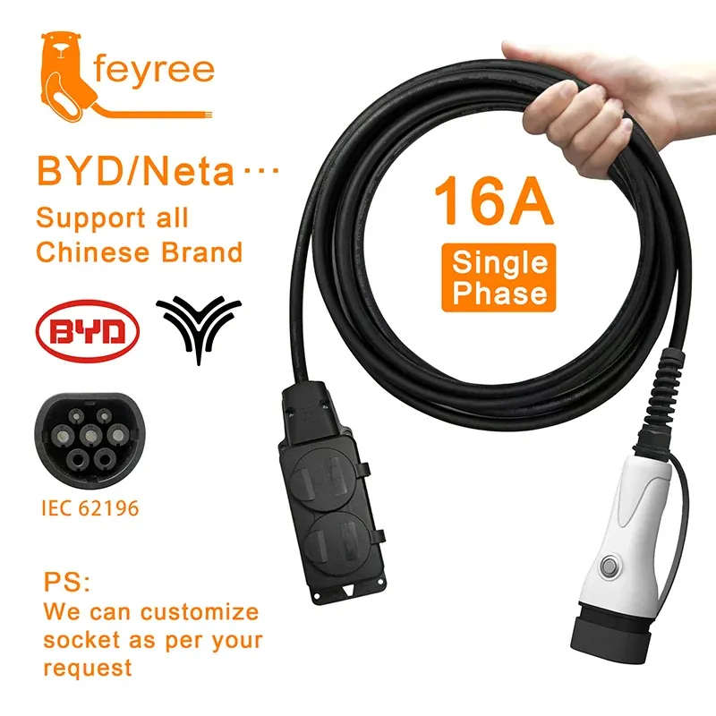 feyree V2L Cable Electric Car Side Discharge Plug with EU Socket