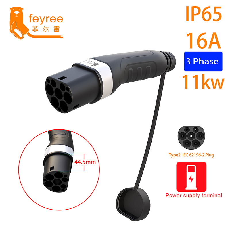 feyree EV Charger Type2 Male Plug for Power Supply Side 16A 32A 1 Phase IEC62196-2 Adapter 11KW 22KW Three Phase Electric Car-feyree