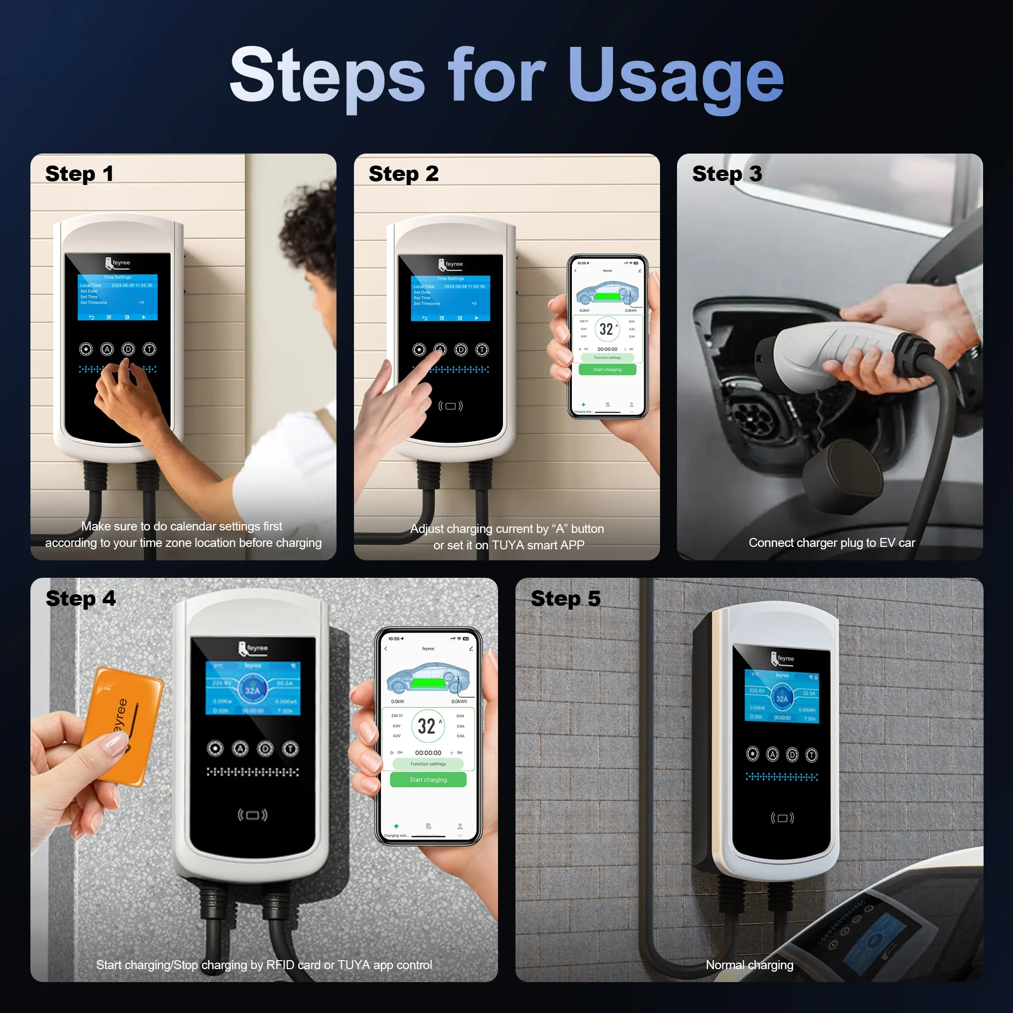 Type 2 7.6kW, 11kW, or 22kW wallbox charger with IP65/IP66 weather resistance for safe, reliable outdoor EV charging.