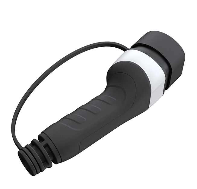 32A Three-Phase Type 2 EV plug for 22kW maximum speed, featuring IP65 weather resistance and 50,000-cycle durability.