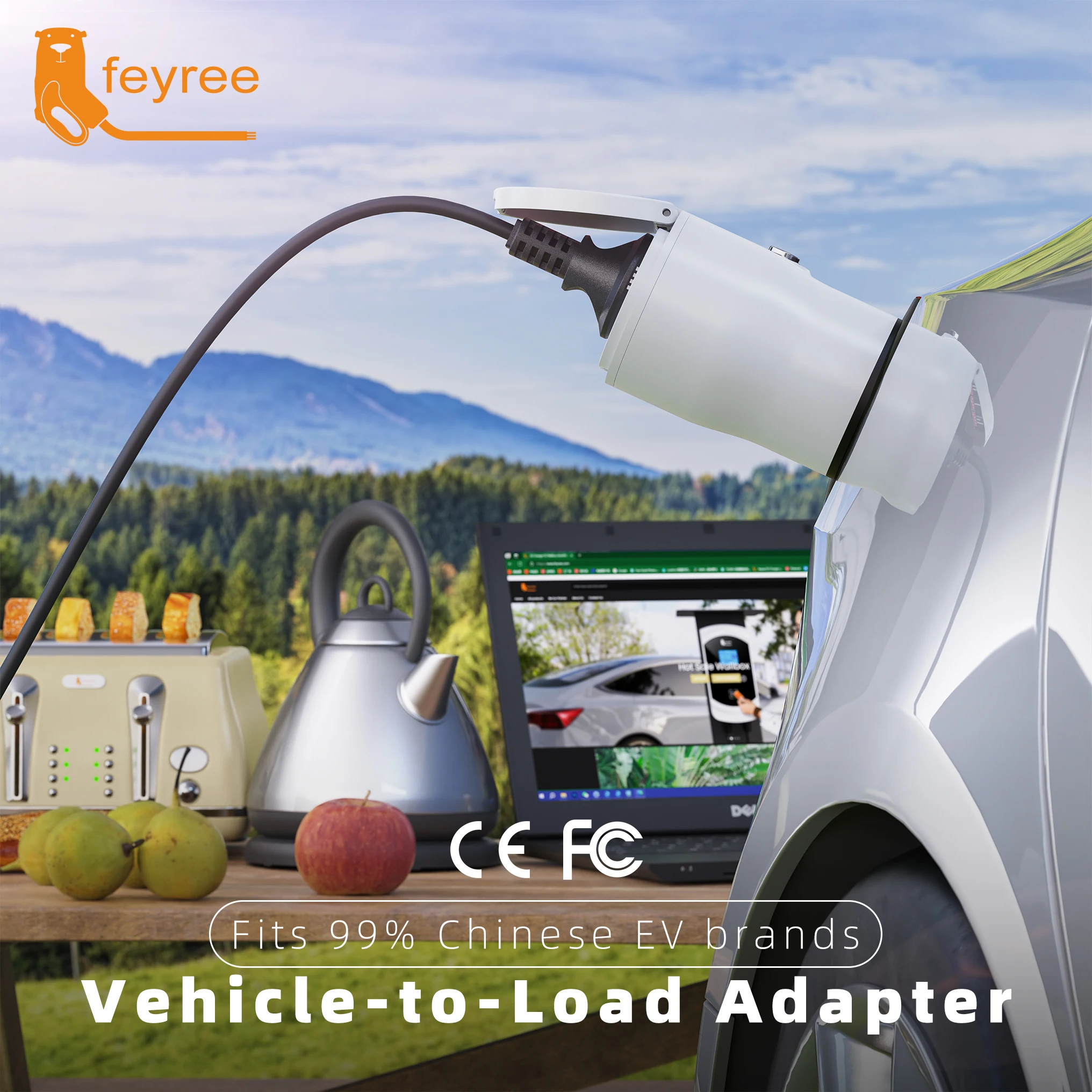 Unleash your car's power. This smart EV charger comes with a Vehicle-to-Load (V2L) adapter, letting you use your electric car as a portable power source. It's perfect for outdoor adventures and is compatible with 99% of Chinese EV brands.