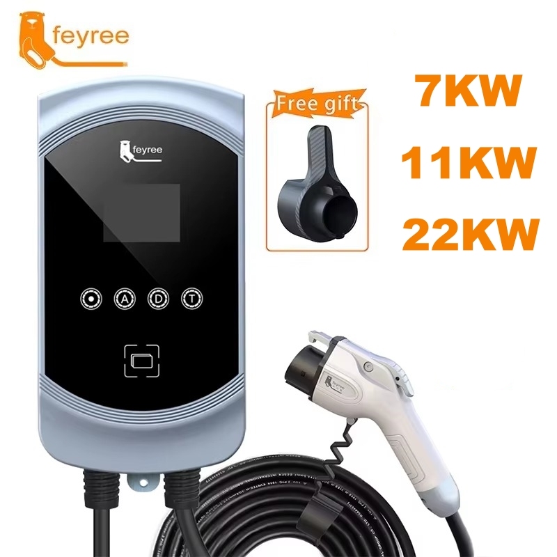 feyree  50A 12KW 1Phase EV Charger Type1 Cable J1772 Cord 40A 9.6KW 32A 7.6KW EVSE Wallbox Charging Station for Electric Vehicle