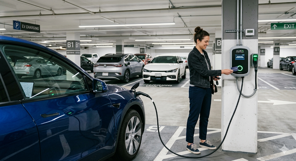 EV charging station tap-to-charge