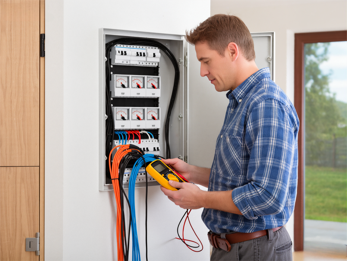 Electrical distribution box with circuit breakers