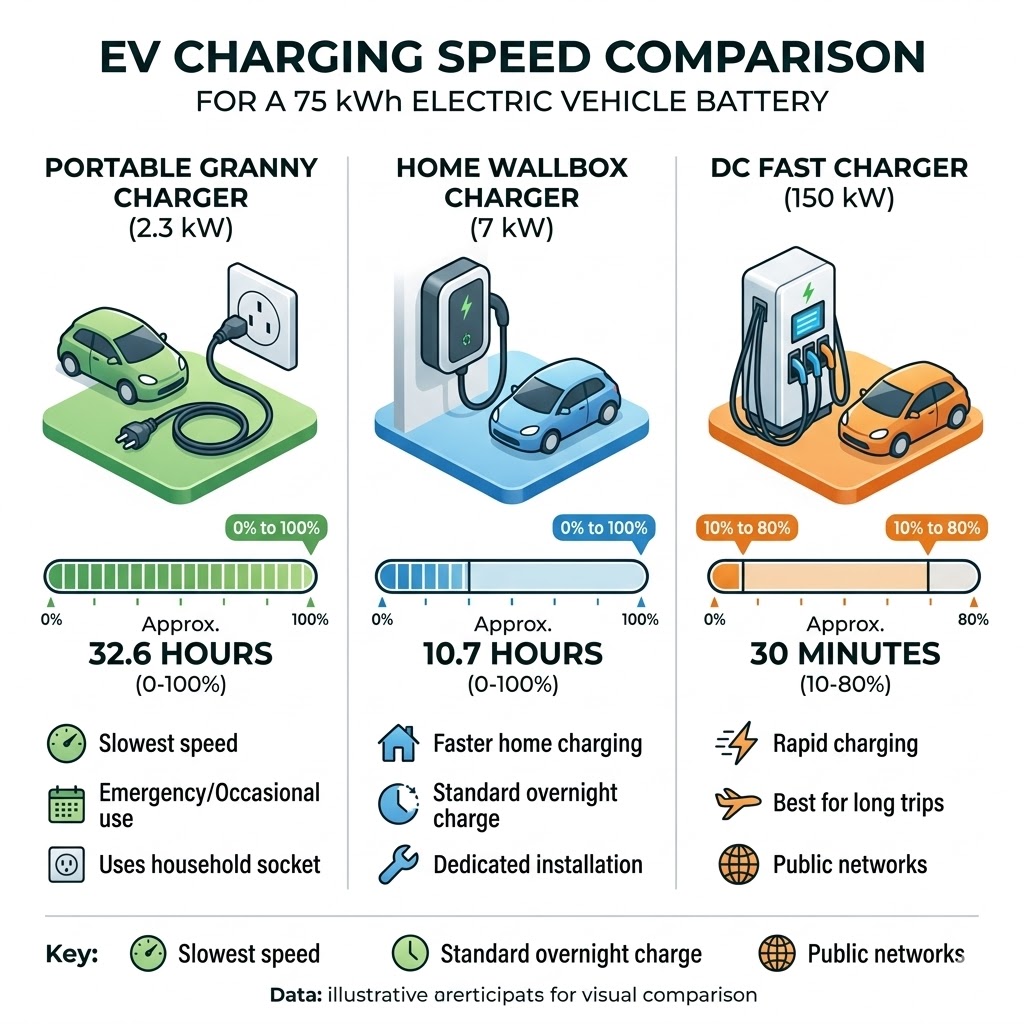 Educational graphic highlighting overheating risks when charging an EV from a standard household socket.