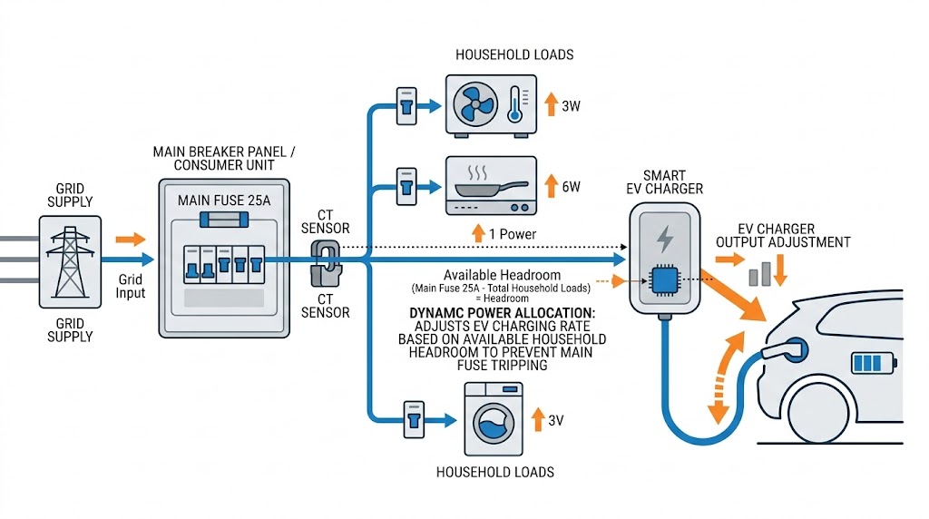 Bar chart comparing home loads to a 6kVA limit, highlighting demand exceeding the threshold.