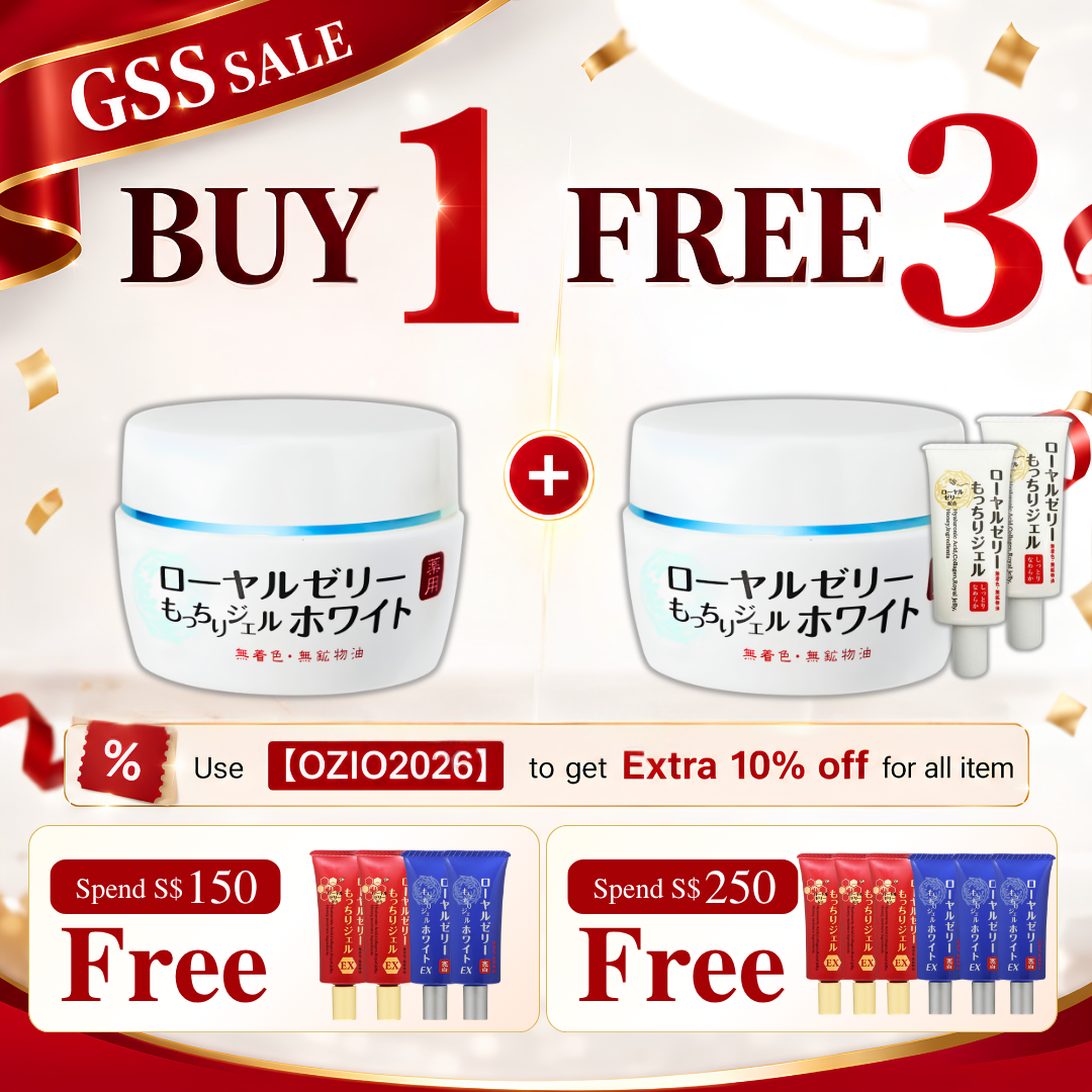 【GSS Sale】 OZIO Royal Jelly Gel White BUY 1 FREE 3（OZIO Royal Jelly Gel White 2 bottles set + 2 OZIO Royal Jelly Mocchiri Gel MINI 20g）