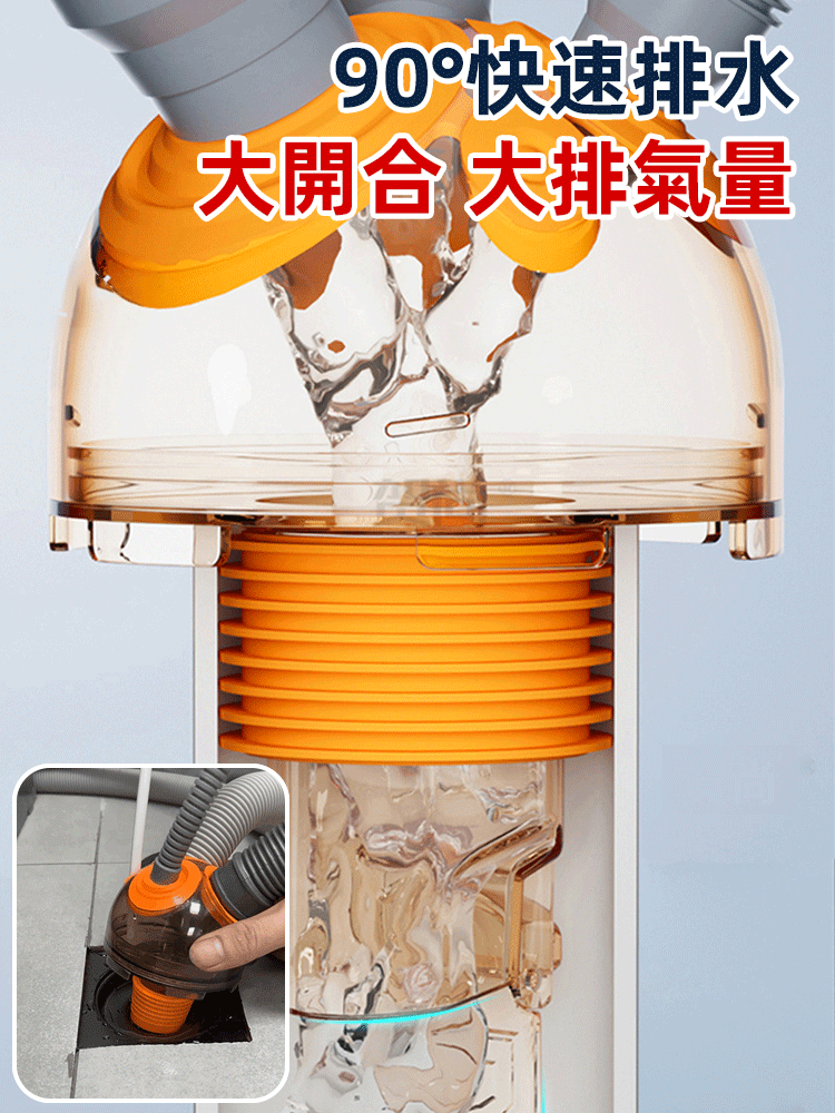 防臭防溢水專用三頭通地漏接頭