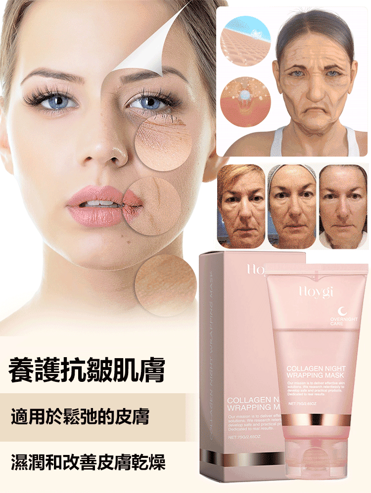 膠原蛋白夜間包覆撕拉式面膜(送刷子)