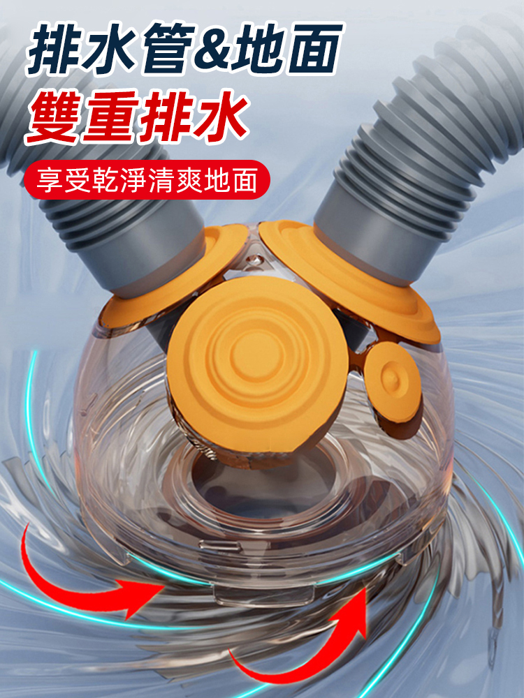防臭防溢水專用三頭通地漏接頭