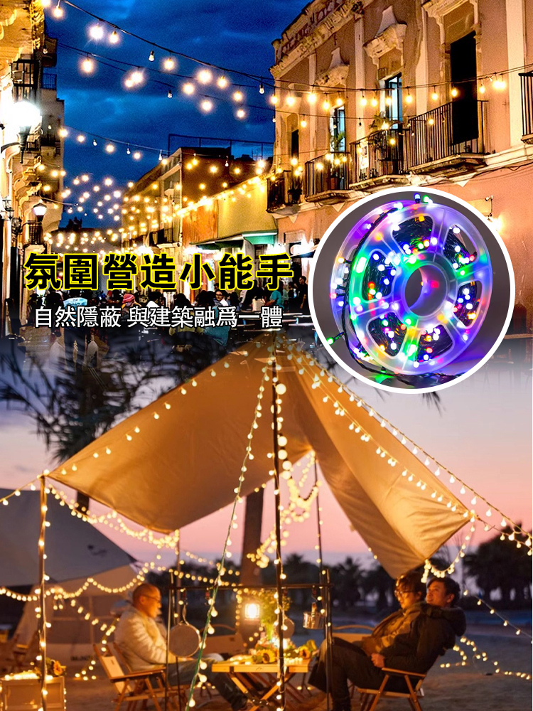 【收納更便捷】滿天星六角圓盤燈串