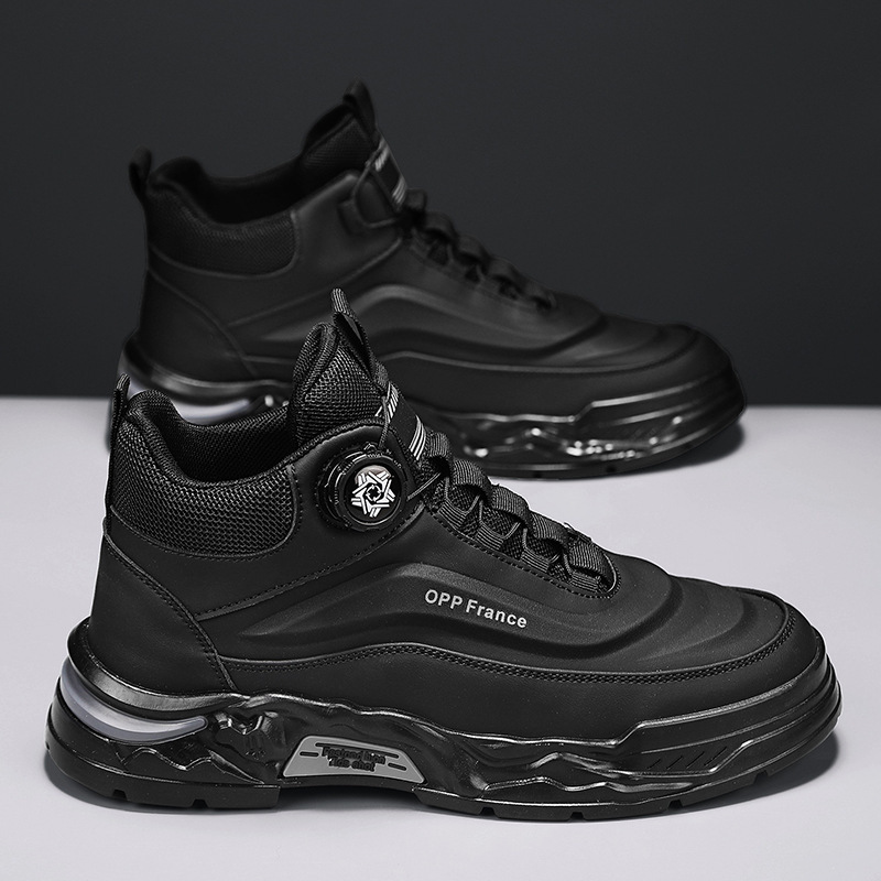 旋轉鈕扣防滑涉水增高馬丁靴