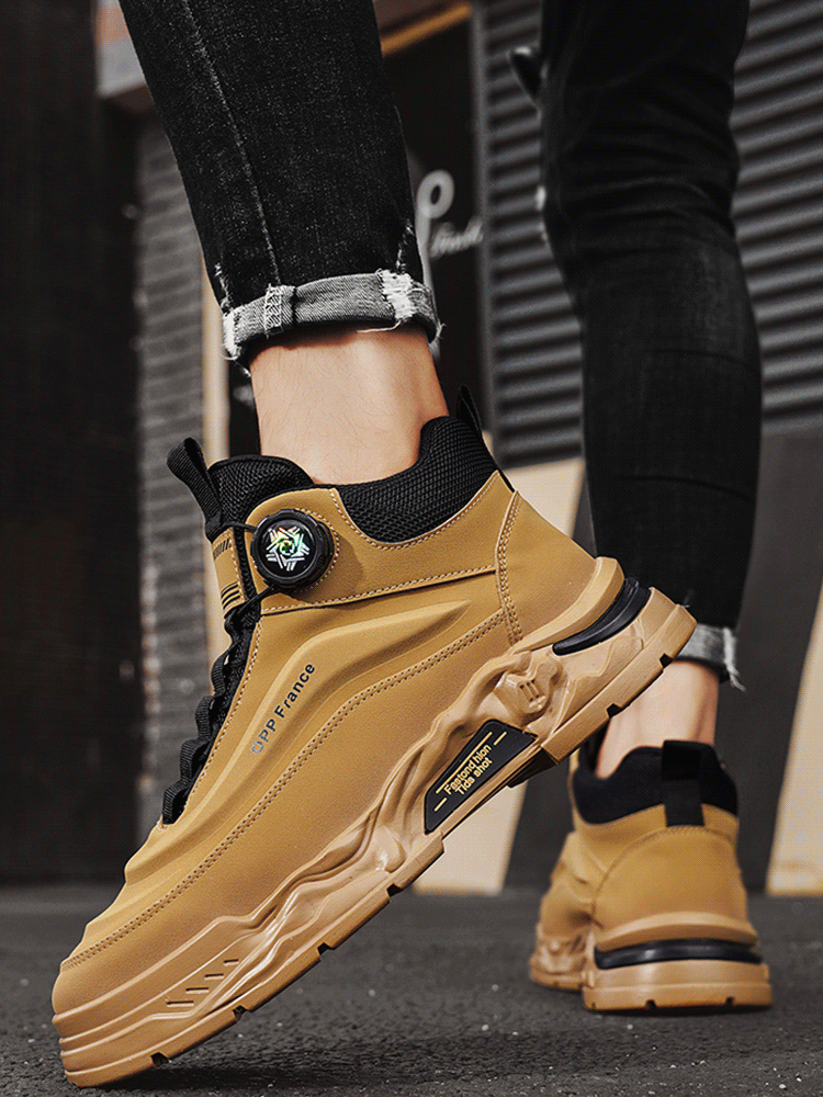 旋轉鈕扣防滑涉水增高馬丁靴