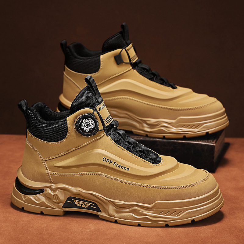 旋轉鈕扣防滑涉水增高馬丁靴