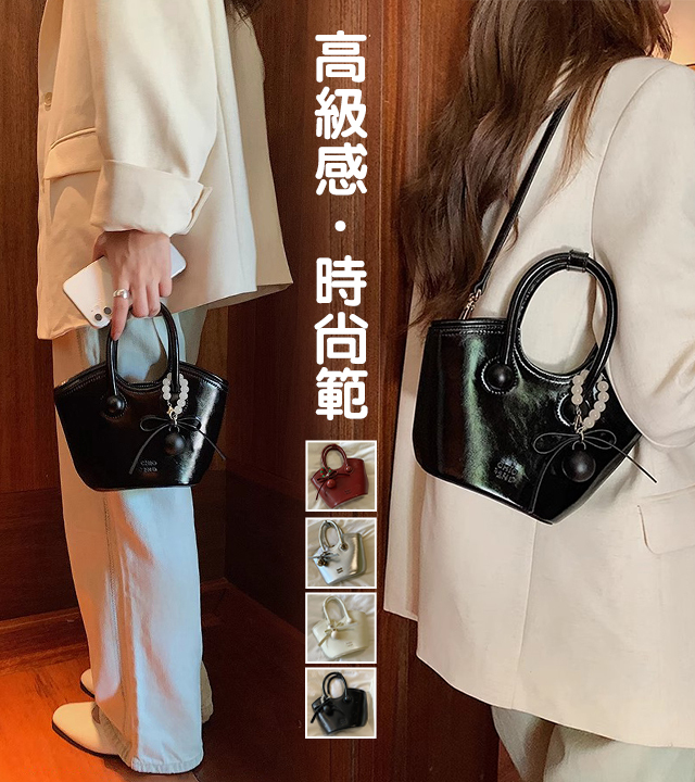 真皮手提斜挎櫻桃托特包