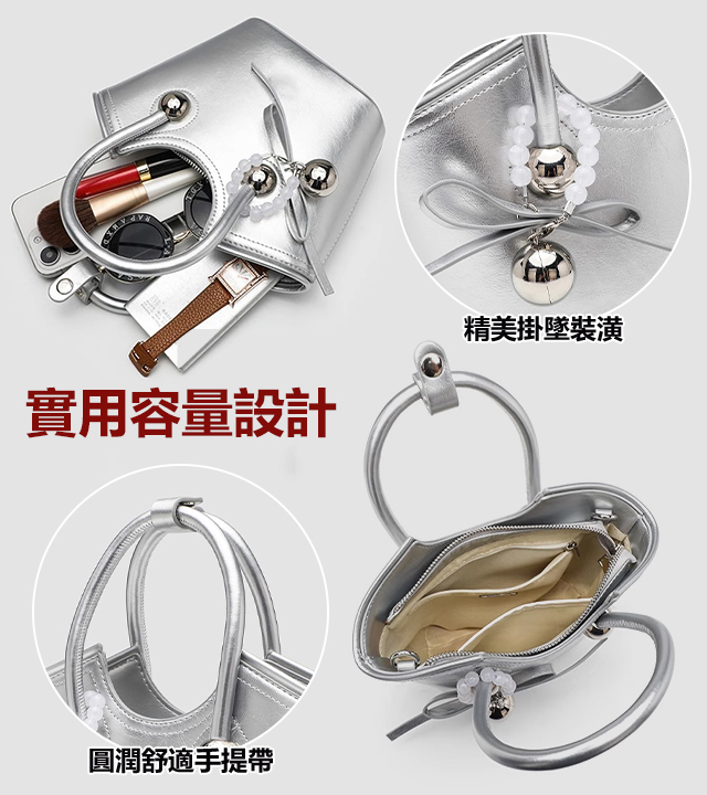 真皮手提斜挎櫻桃托特包