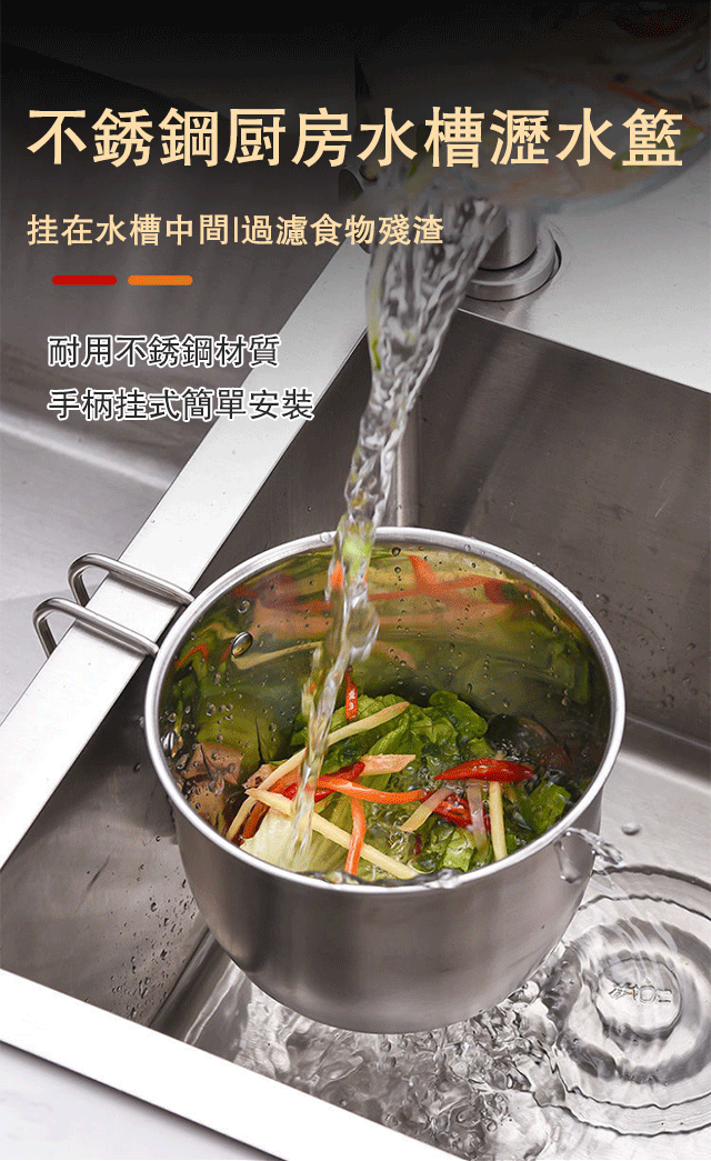 不銹鋼廚房水槽瀝水籃