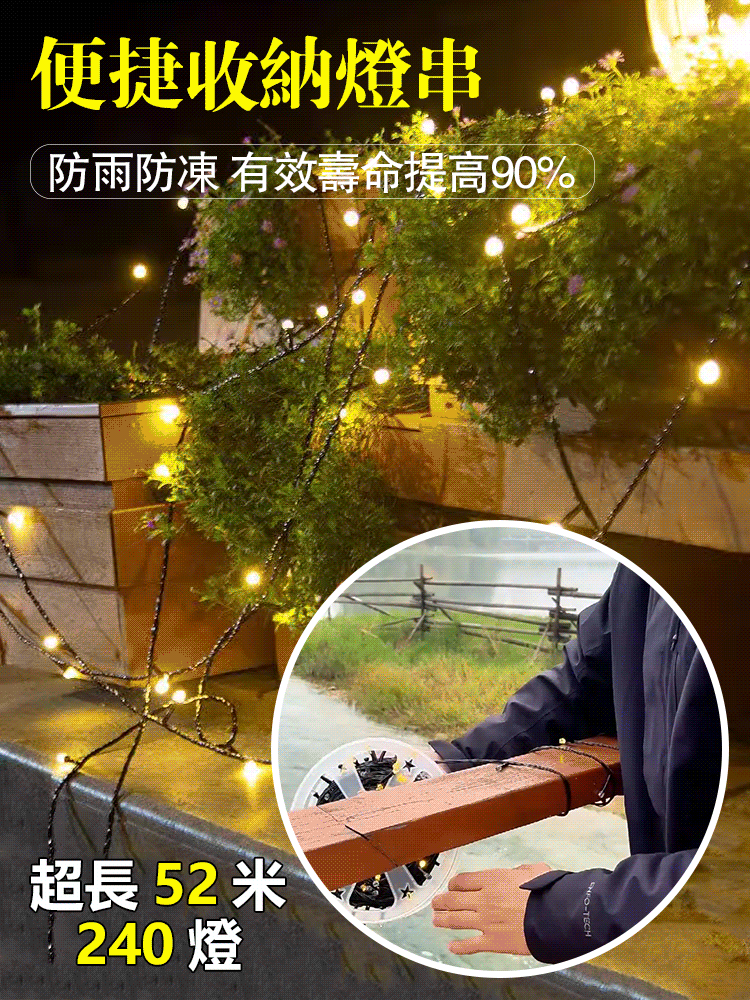 【收納更便捷】滿天星六角圓盤燈串