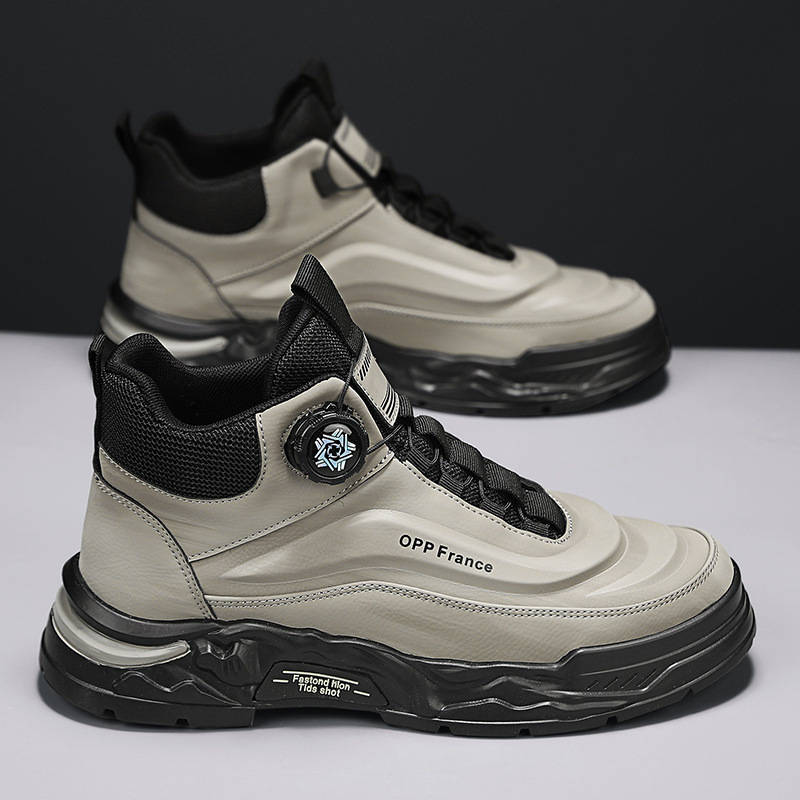 旋轉鈕扣防滑涉水增高馬丁靴