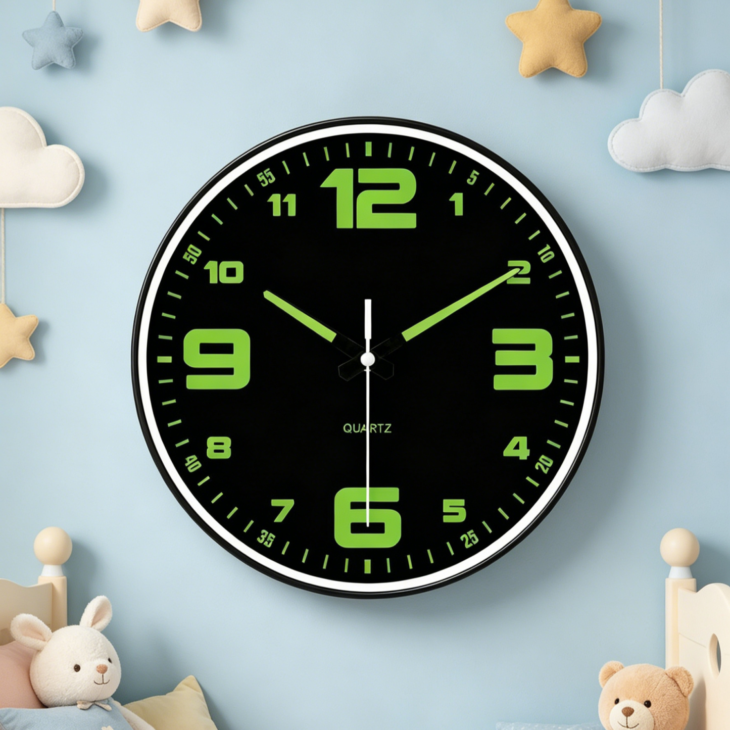 นาฬิกาแขวนผนัง 8 นิ้ว รุ่นเงียบพิเศษ | มีพรายน้ำสว่างกลางคืน | ดีไซน์มินิมอล ไม่รบกวนการนอน